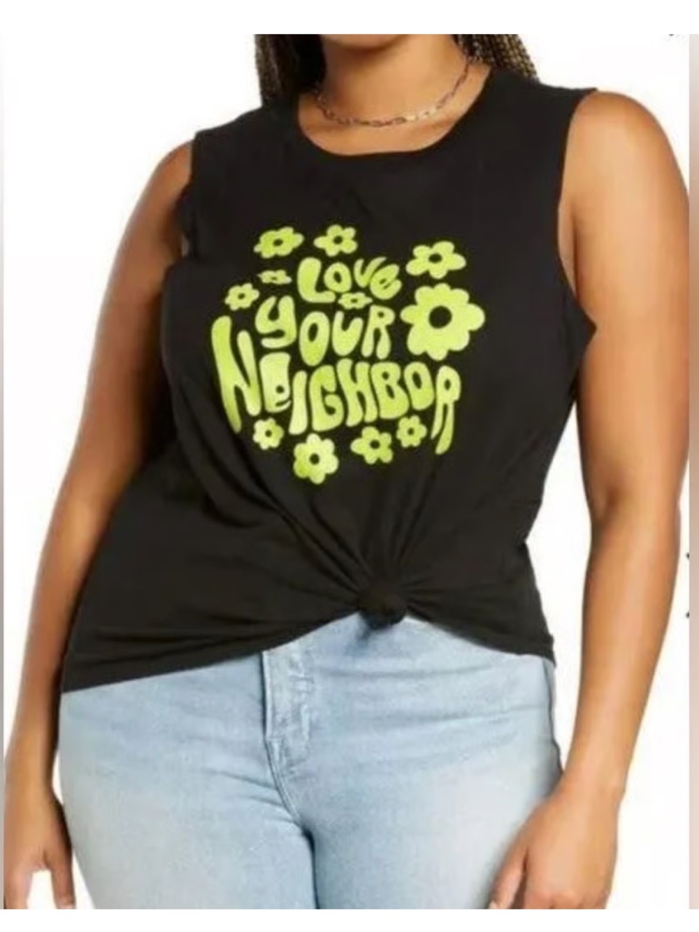 BP Black Tank Top with Neon Yellow Graphic